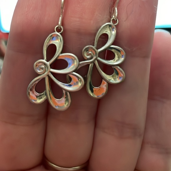 Vintage half daisy sterling earrings - Picture 3 of 3